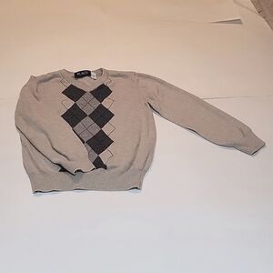 PLACE Boy's  Argyle Sweater, Sz S (5-6), Long Sleeved, neutral pullover knit.